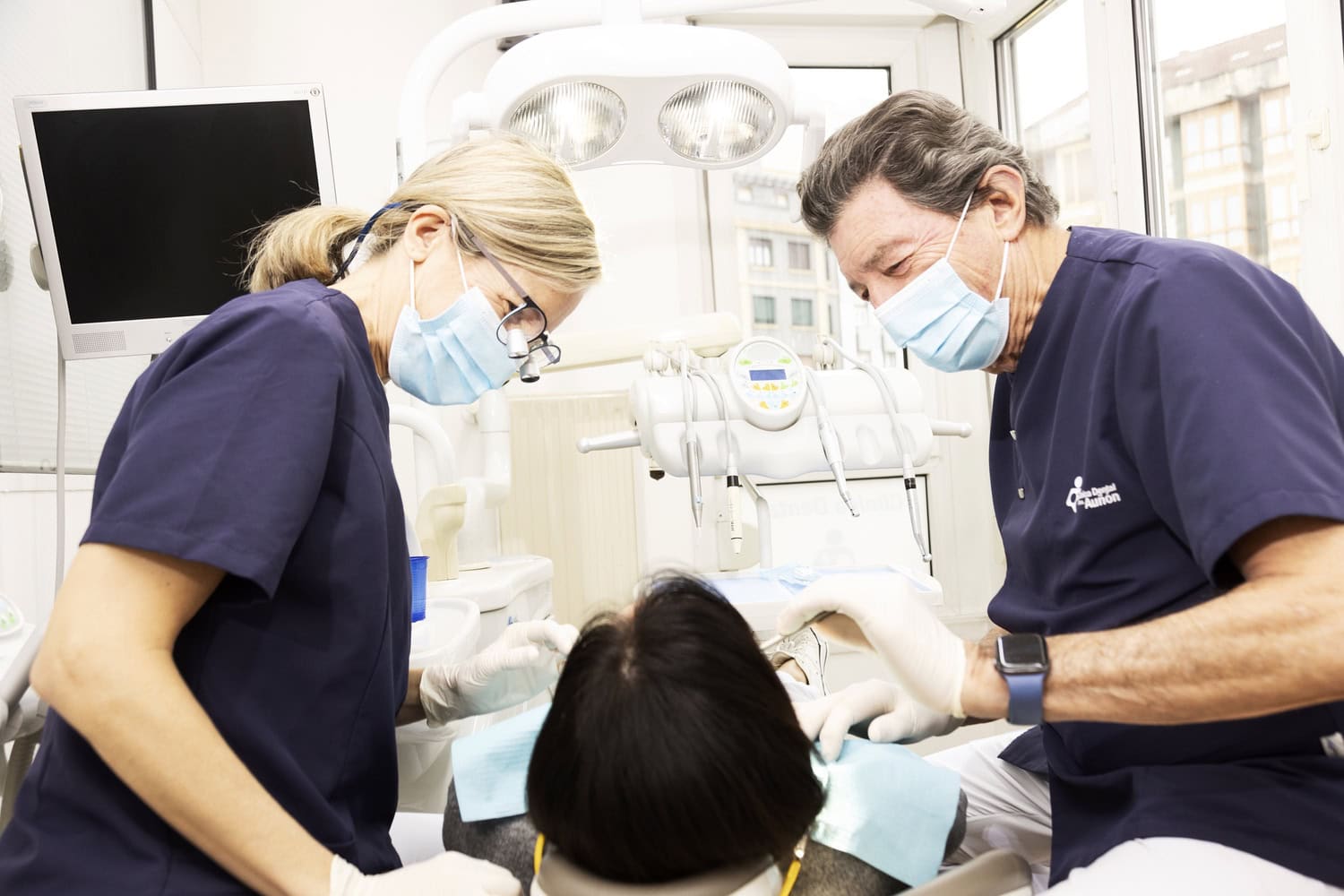 Trabajando en la clínica